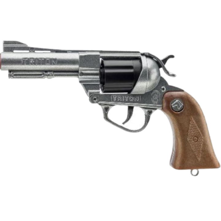 Pistola cu capsula metalica Villa Triton, design realist, culoare neagra, pentru copii 4+ ani