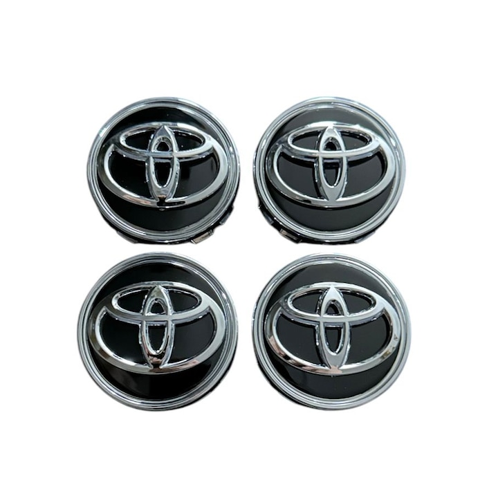 Комплект 4 броя капачки за TOYOTA, 62 мм, черен хром