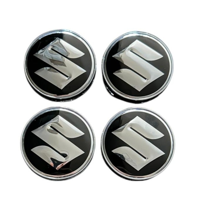 Set 4 capace roti 60mm Suzuki Negru compatibil/inlocuitor janta aliaj