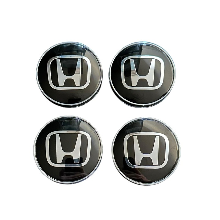 Комплект от 4 капачки за колела 60 mm Honda Black, съвместими/резервни алуминиеви джанти