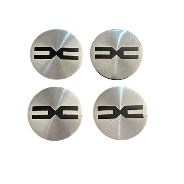 4 db keréksapka készlet 57 mm külső, 54 mm belső Dacia DC Silver kompatibilis/csere könnyűfém felni