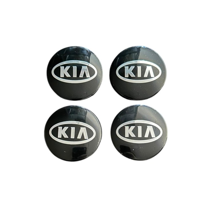 Set 4 capace roti 57mm exterior, 54mm interior Kia Negre compatibil/inlocuitor janta aliaj