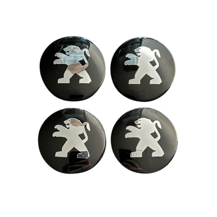 Set 4 capace roti 57mm exterior, 54mm interior Peugeot Negre compatibil/inlocuitor janta aliaj