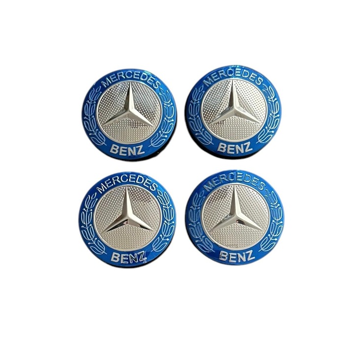 Set 4 capace roti 57mm exterior, 54mm interior Mercedes Albastru compatibil/inlocuitor janta aliaj