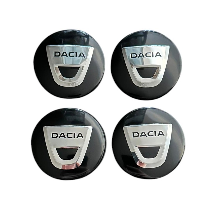 Set 4 capace roti 57mm exterior, 54mm interior Dacia Negre compatibil/inlocuitor janta aliaj