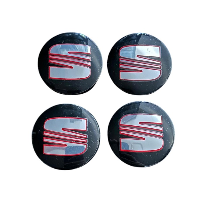 Set 4 capace roti 57mm exterior, 54mm interior Seat Rosu compatibil/inlocuitor janta aliaj