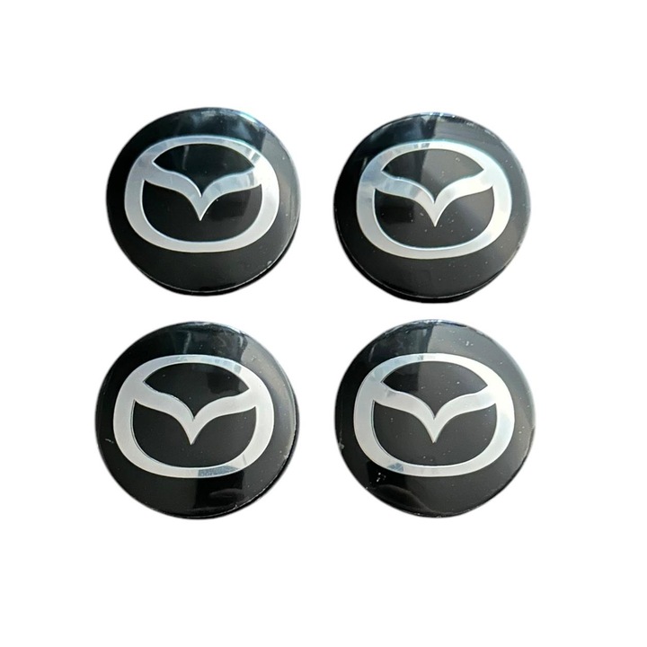 4 db keréksapka készlet 57mm külső, 54mm belső Mazda Black kompatibilis/csere könnyűfém keréktárcsa