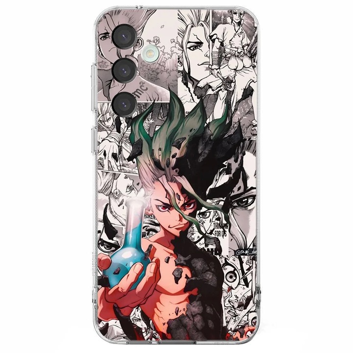 Husa telefon compatibila cu Samsung Galaxy S24 FE, Viceversa, model Senku Ishigami Manga Dr Stone, Silicon, TPU