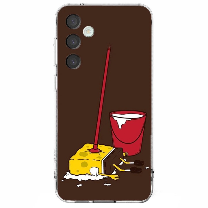 Husa telefon compatibila cu Samsung Galaxy S24 FE, Viceversa, model Sponge Bob Cleaning, Silicon, TPU