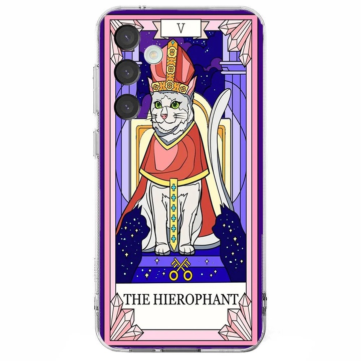 Husa telefon compatibila cu Samsung Galaxy S24 FE, Viceversa, model The Hierophant cat, Silicon, TPU