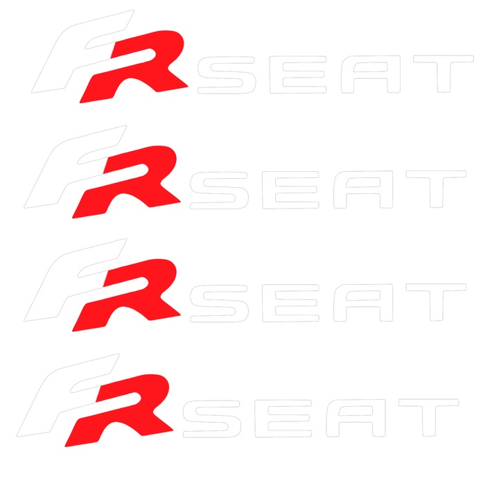 Set 4 stickere tip Seat FR, 14cm, alb cu rosu