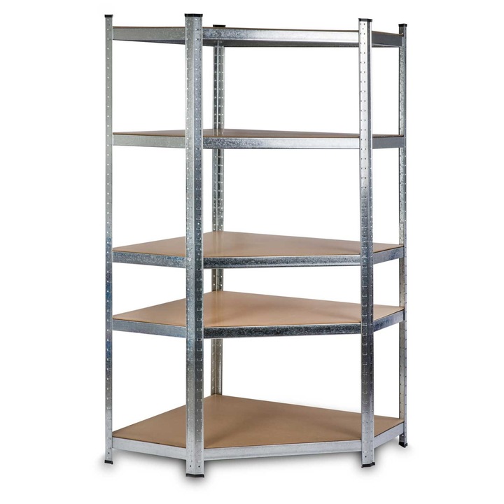 Humberg Fém ipari sarok polcrendszer MDF lapokkal 180x90x40cm - 875kg teherbírás