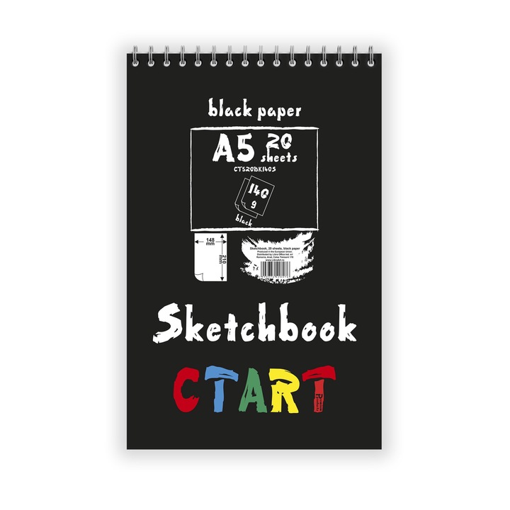 Caiet de schite A5 hartie neagra 140g 20 coli
