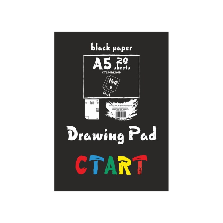 Bloc desen A5 hartie neagra 140g 20 coli