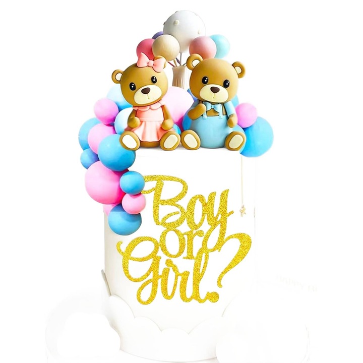 Decoratiune pentru Tort Boy or Girl cu Ursuleti, Multicolor