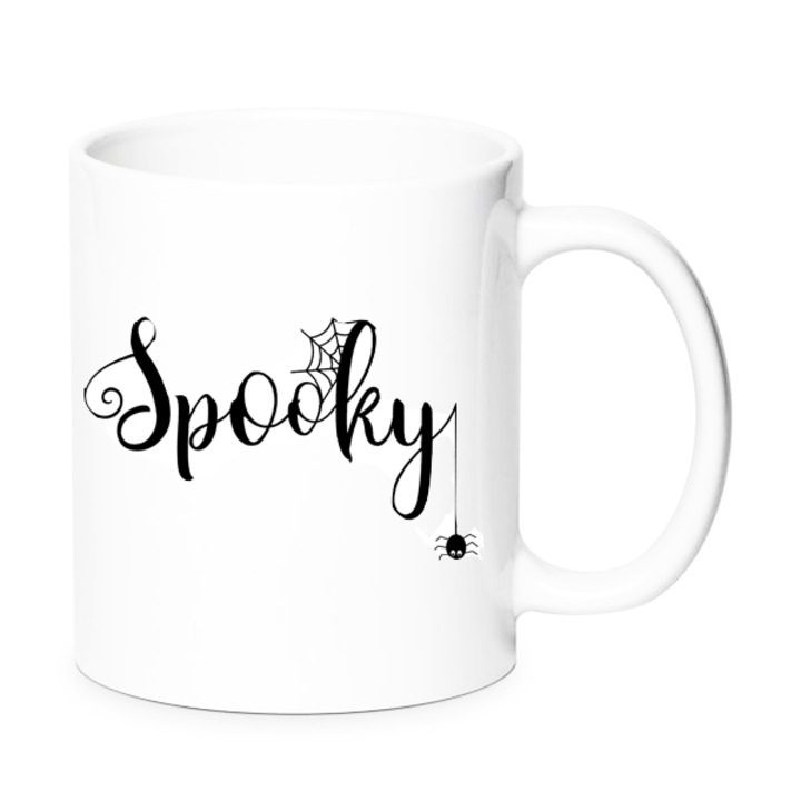 Cana ceramica alba Halloween, Chn, design spooky, 330ml