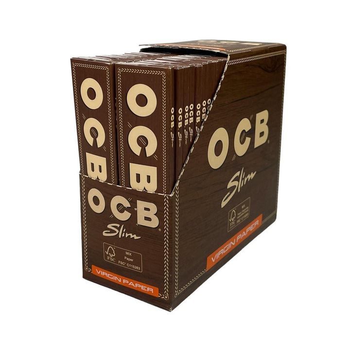 Foite tigari OCB, bibulki virgin, 32 bucati, 109x44mm, culoare brown