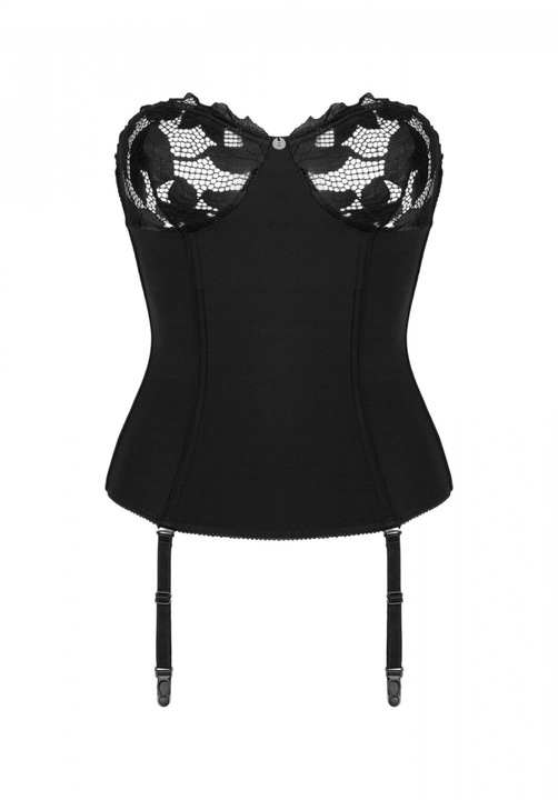 Черен корсет Obsessive Editya, меки чашки, регулируеми презрамки, полиамид/еластан, черен, ML INTL