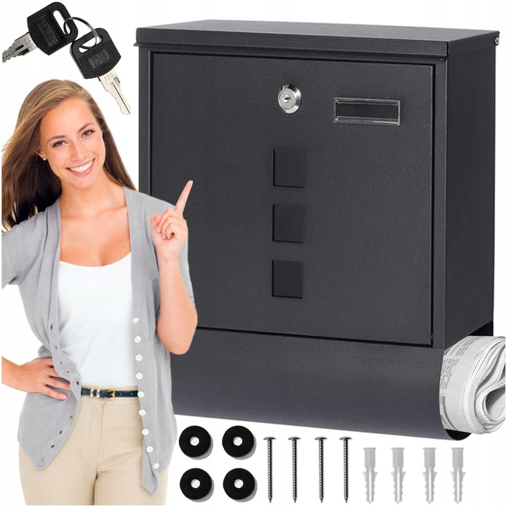 Gotel 2 az 1-ben postafiók újságtartóval, acél, 33,5x30,5x9,6 cm, 2 kulccsal