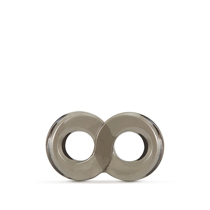 Inel penis si suport pentru testicule Blush, negru, din TPE, reutilizabil, confortabil