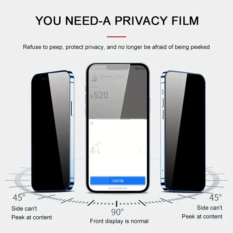 Set 2 Folii Privacy Compatibile cu iPhone 11 Pro Max, Full Cover, 6D, Calitate Premium