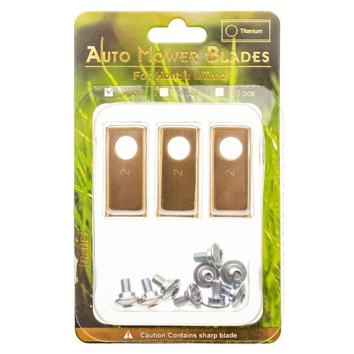 Set 9 lame pentru cositoare automata CEDRUS Parts, Titanium, 39x17,5x0,5mm