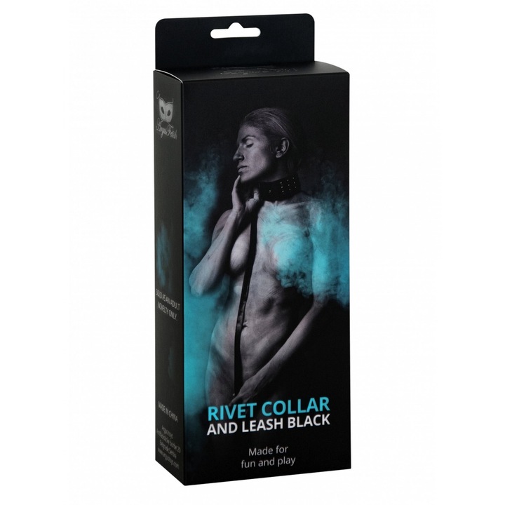 Zgarda neagra cu lesa, Argus, piele PU, metal, rezistenta