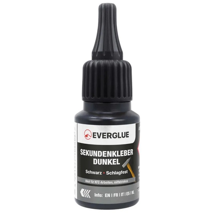 Everglue черно цианоакрилатно лепило, удароустойчиво, среден вискозитет, 20 g