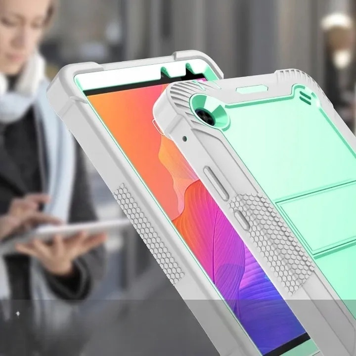 Husa tablete Rugged Case pentru Huawei MatePad T8 8.0", neagra, cu suport si curea de umar