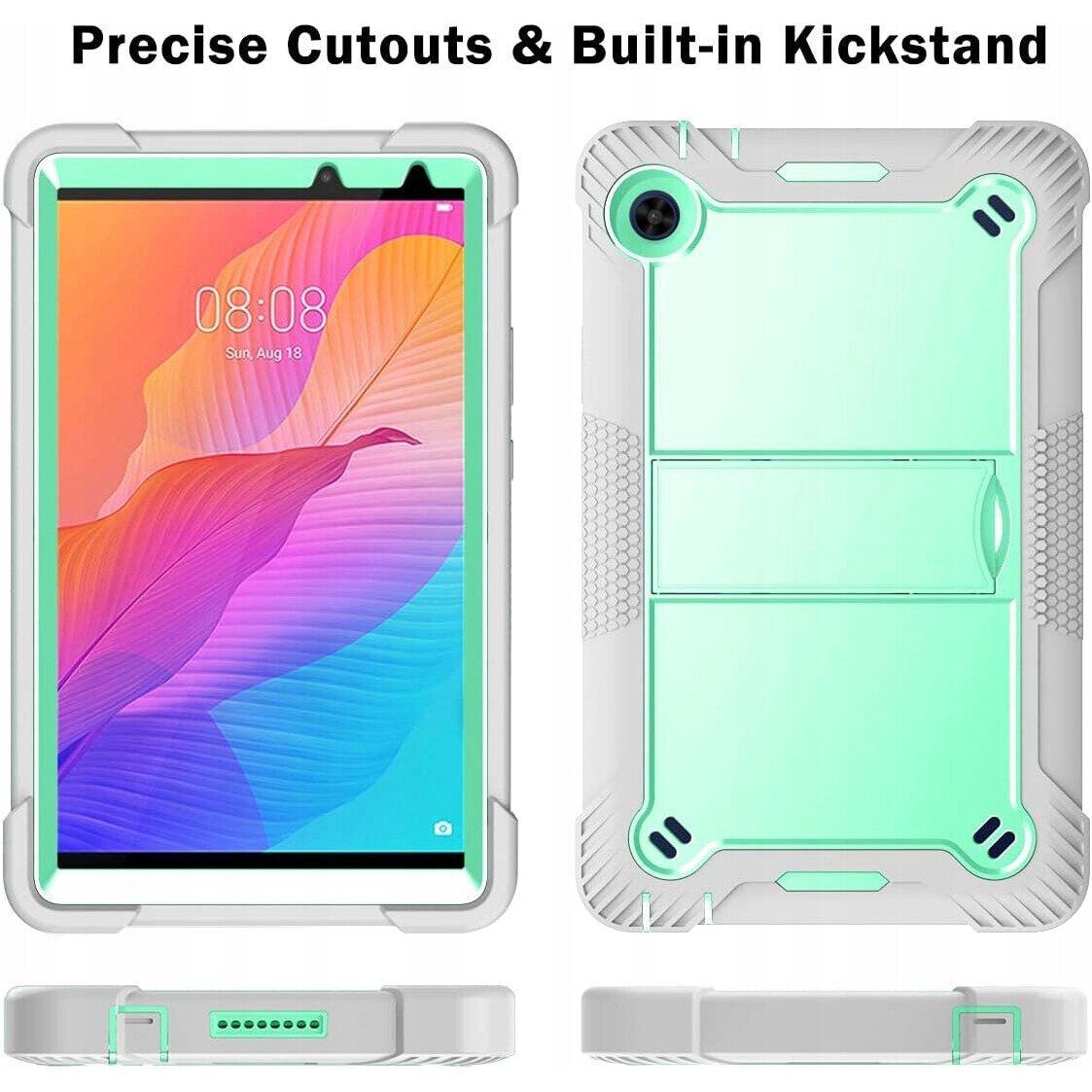 Husa tablete Rugged Case pentru Huawei MatePad T8 8.0", neagra, cu suport si curea de umar