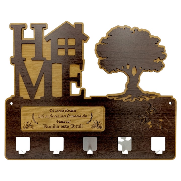 Cuier pentru perete, cadou personalizat cu mesaj standard personalizat "Da sansa fiecarei zile sa fie cea mai frumoasa...", dimensiune 40x30cm