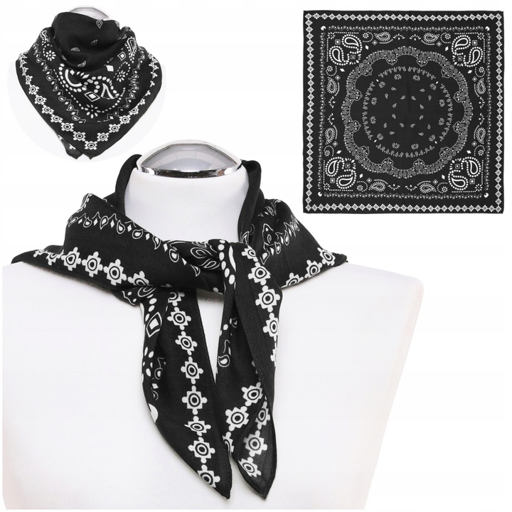 Női sál, Moraj, poliészter, 72 x 72 cm, fekete/fehér