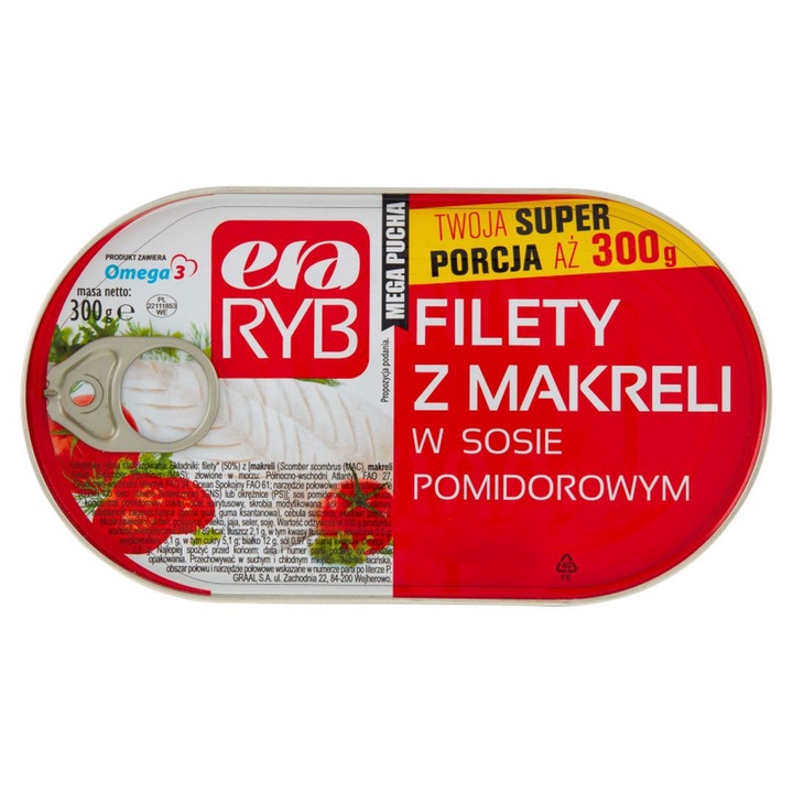 Fileuri de macrou Era Ryb in sos de rosii, 300 g