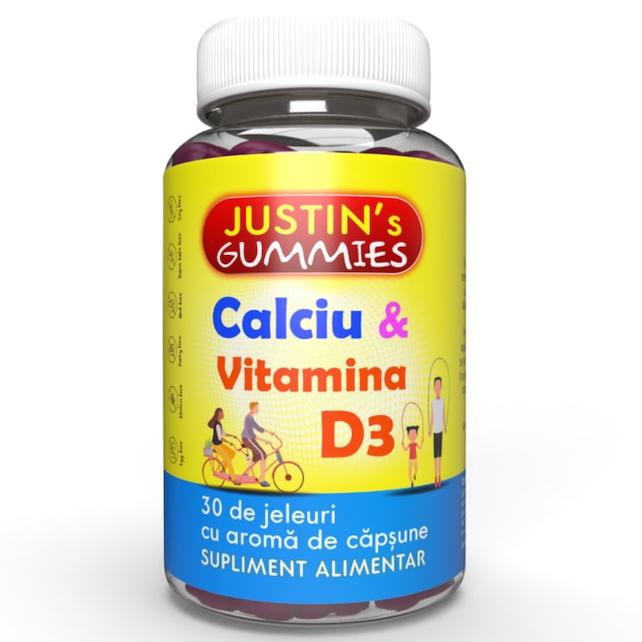 Justins Calciu cu Vitamina D3, 30 jeleuri