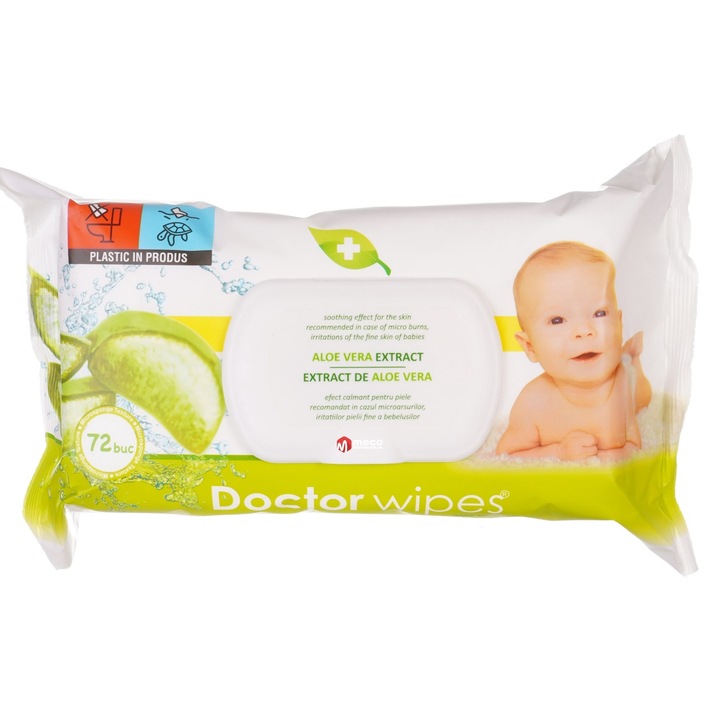Servetele umede cu capac Doctor Wipe's 72buc Aloe Vera