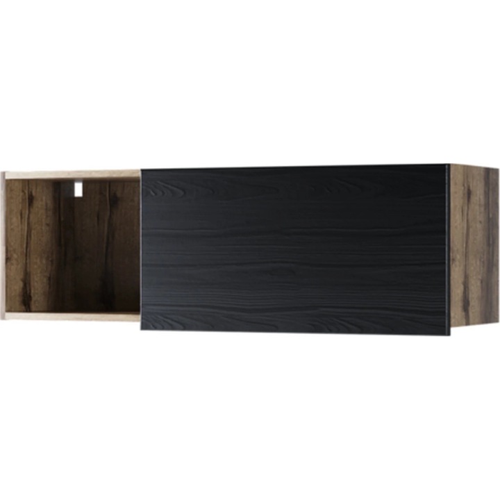 Comoda Jagger, PAL laminat, 110x34x36 cm, stejar inchis/negru