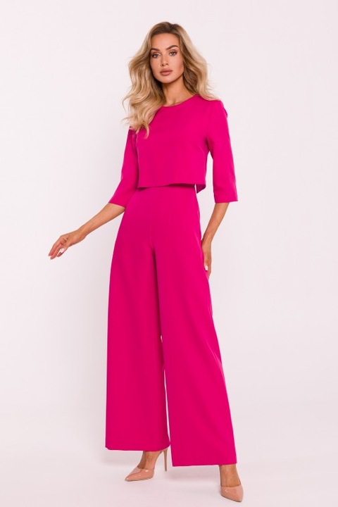 Salopeta cu partea superioara dubla si pantaloni largi, MOE, Fucsia, XXL
