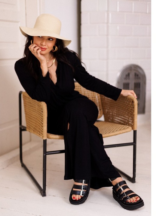 Rochie cu nasturi din viscoza - negru, M