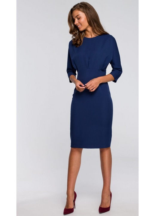 Rochie cu dantele si maneci kimono - albastru marin, S