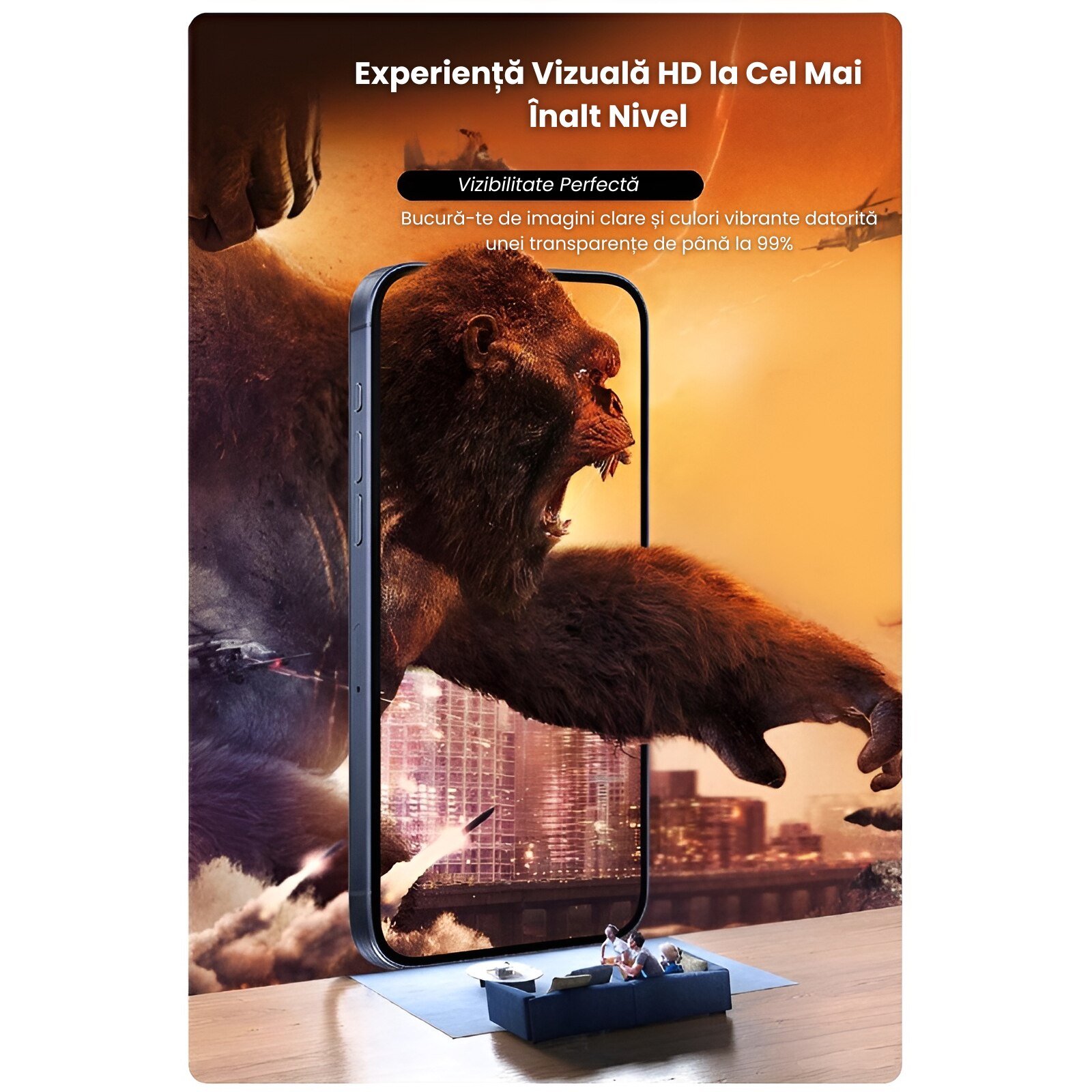 Set 2 Folii Transparent Glass, Compatibil cu Iphone 16 ProMax, Sticla Securizata, Gorila X instalare usoara cu dispozitiv EASYAPP pentru indepartarea prafului, Anti-zgarieturi, Anti-amprenta, Anti-explozie, Anti-soc, Anti-ulei, Anti-orbire