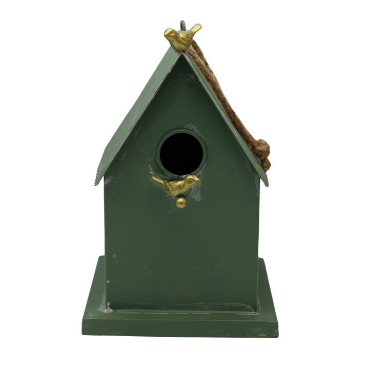 Casuta de hranitoare pentru pasari metal verde 18x29cm