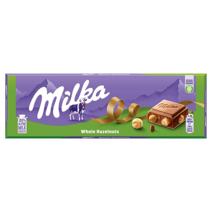 Ciocolata cu lapte Milka cu alune intregi 250 g