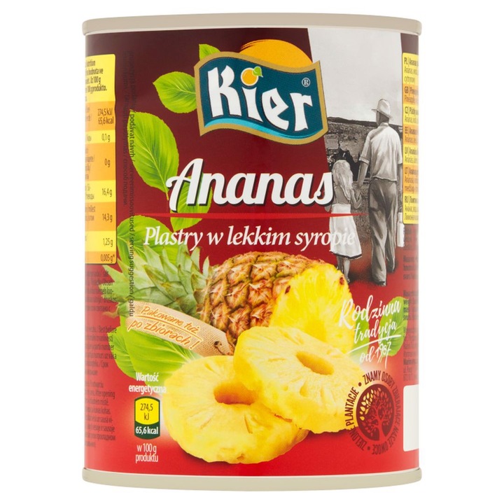 Felii de ananas Kier in sirop usor 565 g