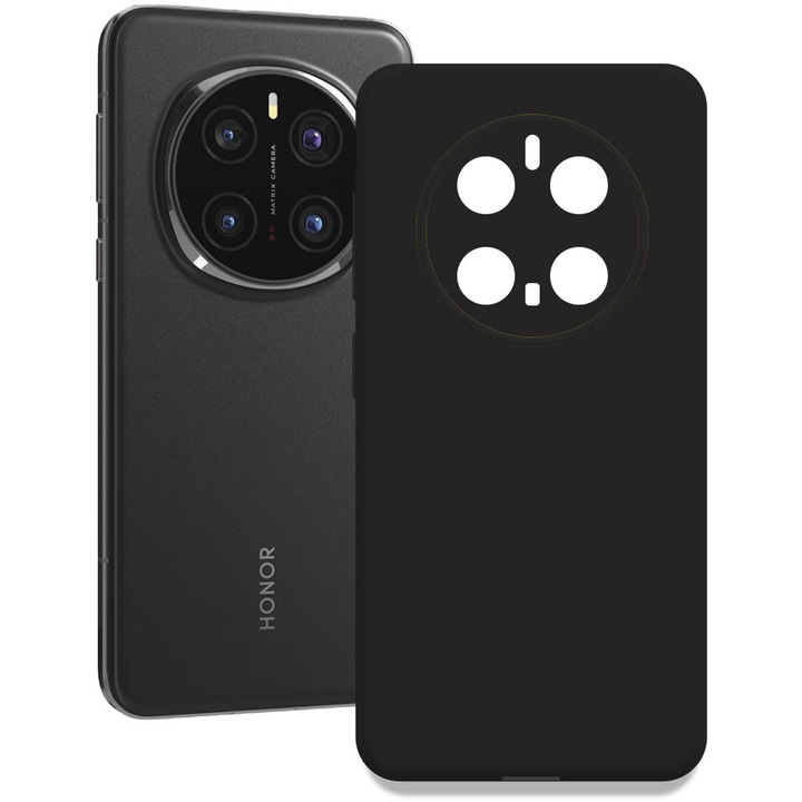 Husa pentru Honor Magic 7 Pro, Color Shield, Interior de catifea, Suprafata aderenta, Protectie antisoc, Margini ridicate, Regular Fit, Silicon, Negru