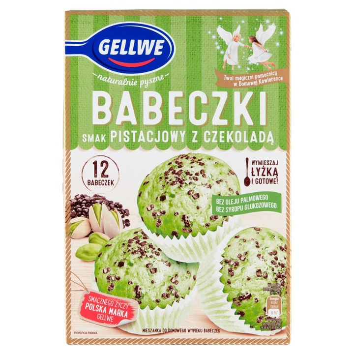 Gellwe Mix pentru copt cu briose cu fistic si ciocolata 290 g