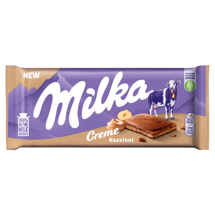 Ciocolata cu lapte Milka Creme cu umplutura de alune 85 g