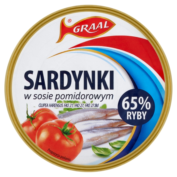 Conserva sardine in sos de rosii, Graal, 300g, 65% hering