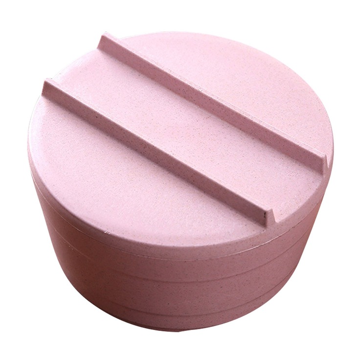 Bol din paie de grau natural, roz, 15x7cm, rezistent si usor de curatat