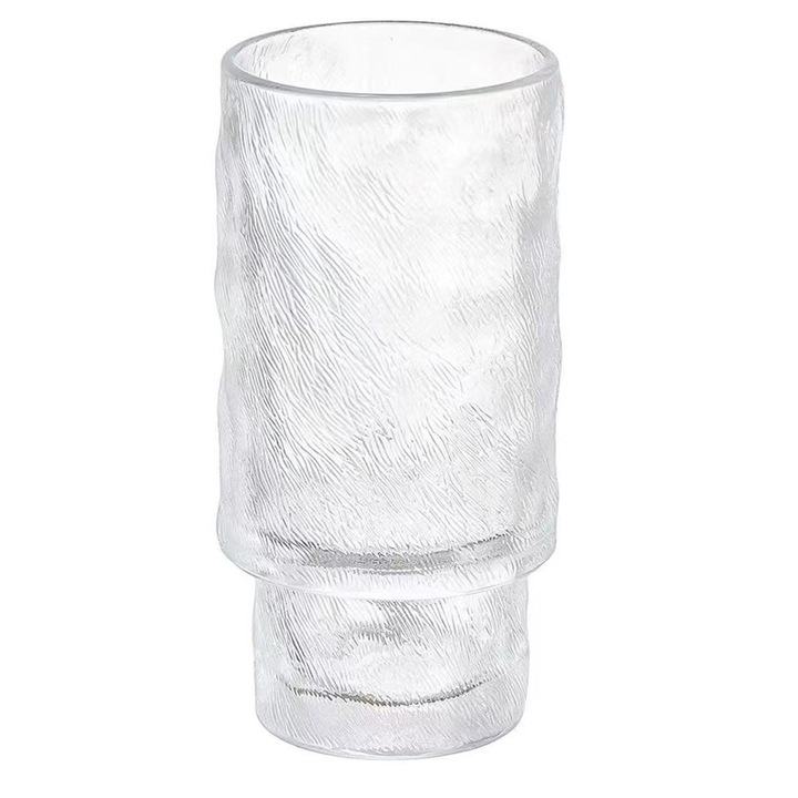 Koktél pohár szett 350ml, magas modell virágokkal, átlátszó, 14x6.6cm