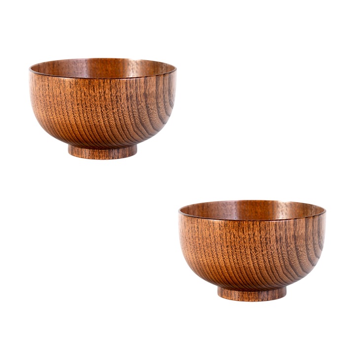 Set de 2 boluri din lemn, Enforose, pentru sosuri, nuci, dimensiuni mici, culoare maro